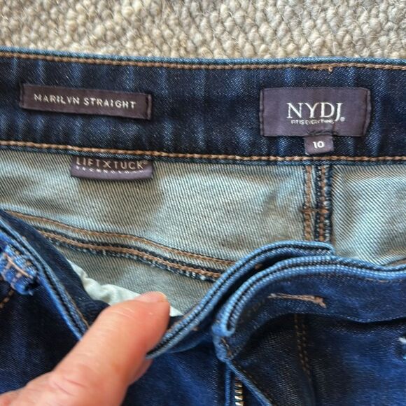 NYDJ Marilyn Straight Jeans High Waist Stretch Dark Riverbridge 31" Inseam 10 - Picture 14 of 15